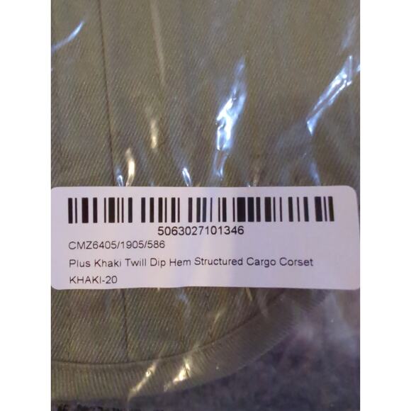 Prettylittlething Plus Khaki Twill Dip Hem Structured Cargo Corset Size 16 NWT - Picture 7 of 7